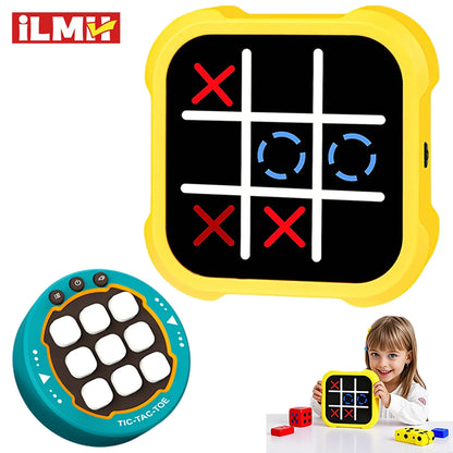 Elektronisches Tic-Tac-Toe Spiel – Tragbare 3-in-1 Konsole für Kinder & Erwachsene, Lernspiel mit Memory- und Reaktionsmodus