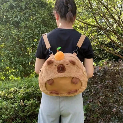 Capybara Plüsch-Rucksack 33 cm – Kawaii Mini-Rucksack & Kuscheltier für Kinder & Teenager