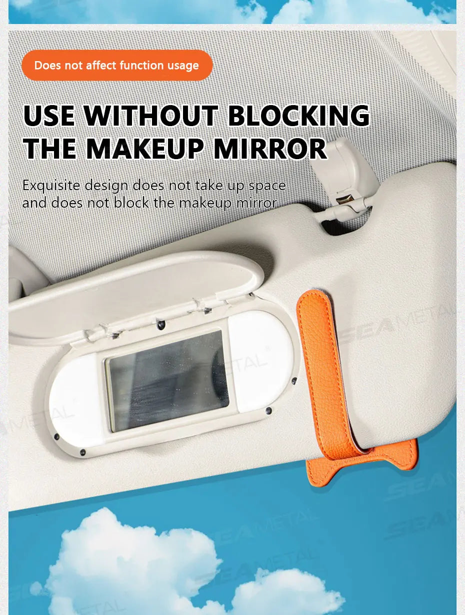 SEAMETAL Auto Sonnenblenden Brillenhalter – Magnetischer Clip aus Lederimitat, Brillen- & Kartenhalter