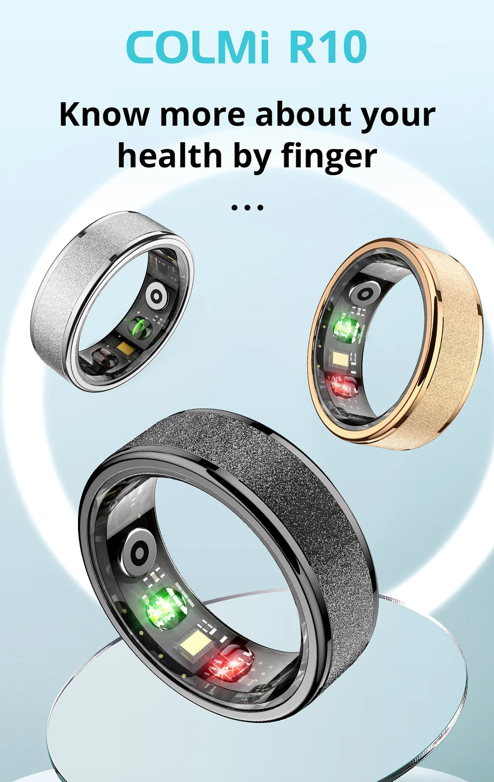 COLMI R10 Smart Ring mit Ladeetui – Gesundheits- & Schlaftracker, 5ATM wasserdicht, für Damen & Herren