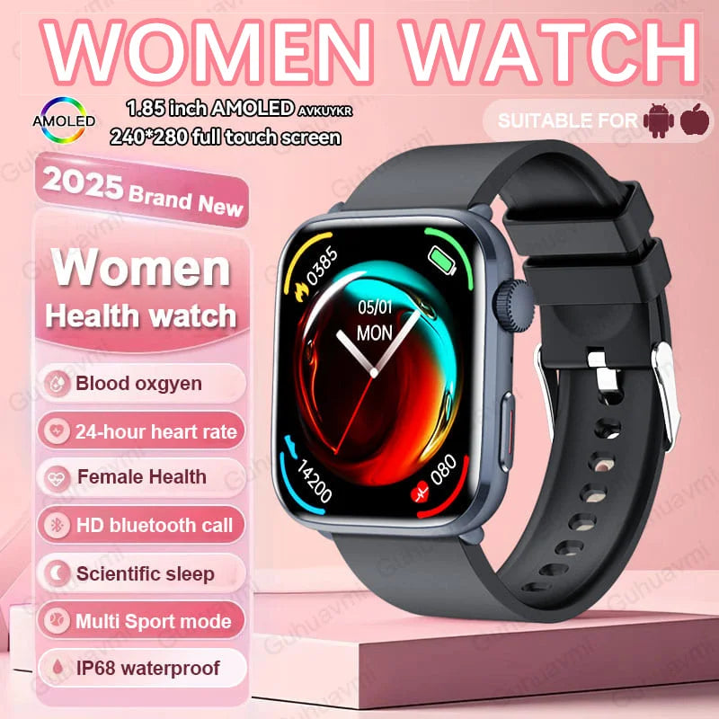 Xiaomi Smartwatch für Damen 2025 – Gesundheitsuhr mit Blutdruck, HRV, Sauerstoff & AI-Diagnose – AMOLED Touch – IP68 wasserdicht – NFC & Bluetooth