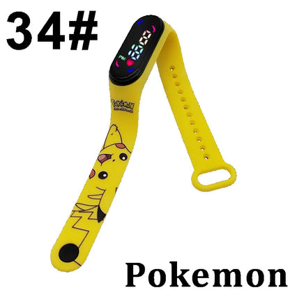 Pokémon LED-Digitaluhr – Kinderarmbanduhr mit Pikachu, Gengar & Evoli im Anime-Design