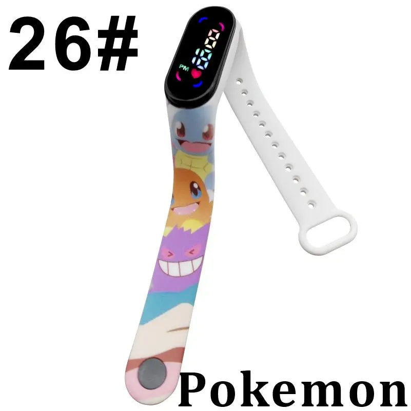 Pokémon LED-Digitaluhr – Kinderarmbanduhr mit Pikachu, Gengar & Evoli im Anime-Design