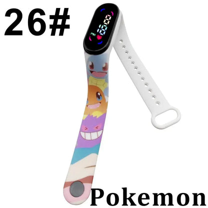 Pokémon LED-Digitaluhr – Kinderarmbanduhr mit Pikachu, Gengar & Evoli im Anime-Design