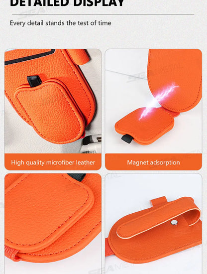 SEAMETAL Auto Sonnenblenden Brillenhalter – Magnetischer Clip aus Lederimitat, Brillen- & Kartenhalter