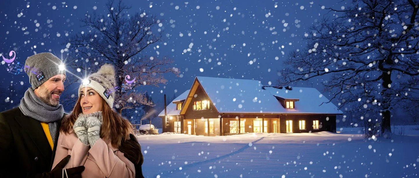 3-in-1 Bluetooth Beanie mit LED-Licht – Mütze mit Kopfhörer & Licht, USB-Ladung, Unisex für Outdoor & Sport