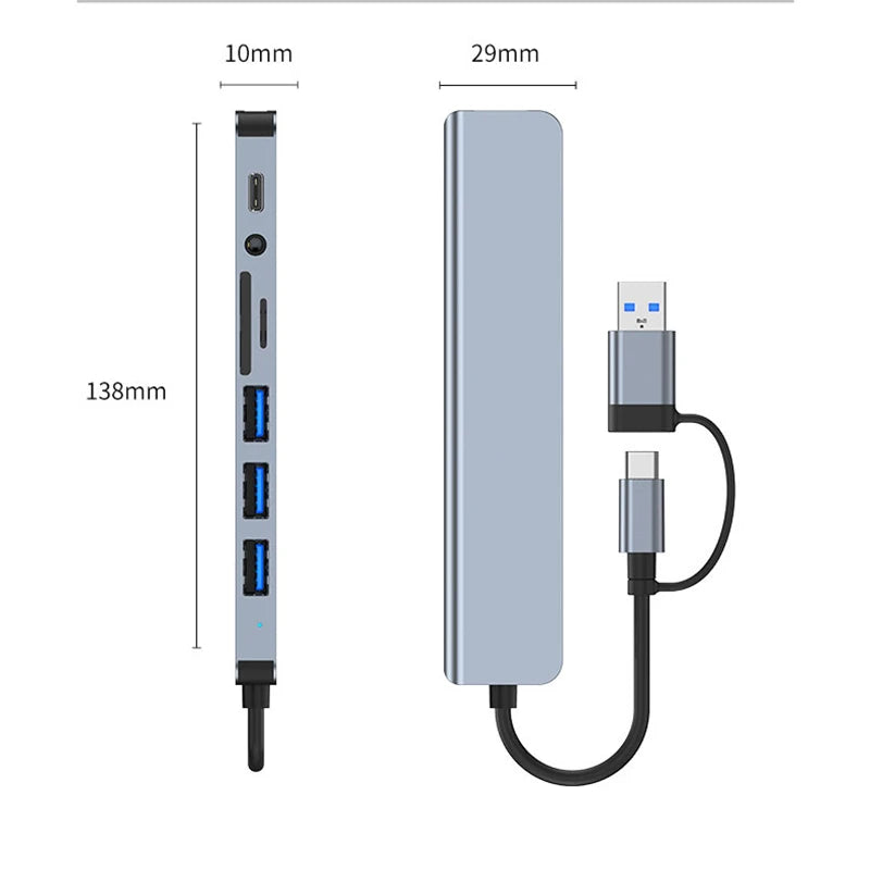langer-silberner-usb-c-hub-mit-mehreren-anschluessen